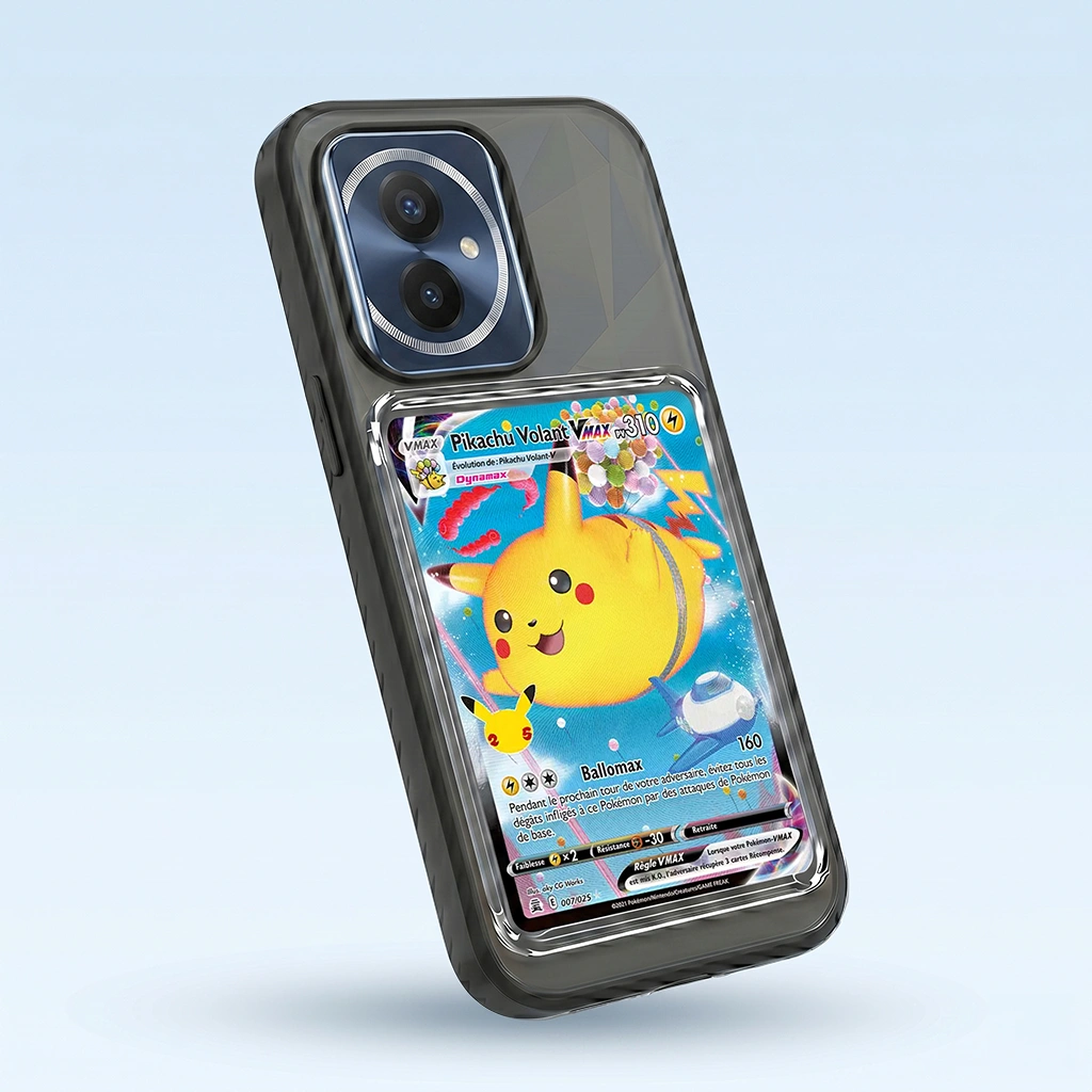 Coque Honor 100 noire avec slot pour carte (Pokémon, One Piece, Magic & TCG).