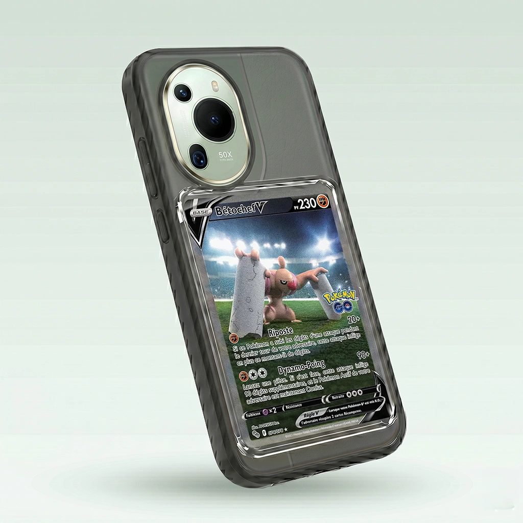 Coque Honor 200 Pro noire avec slot pour carte (Pokémon, One Piece, Magic & TCG).