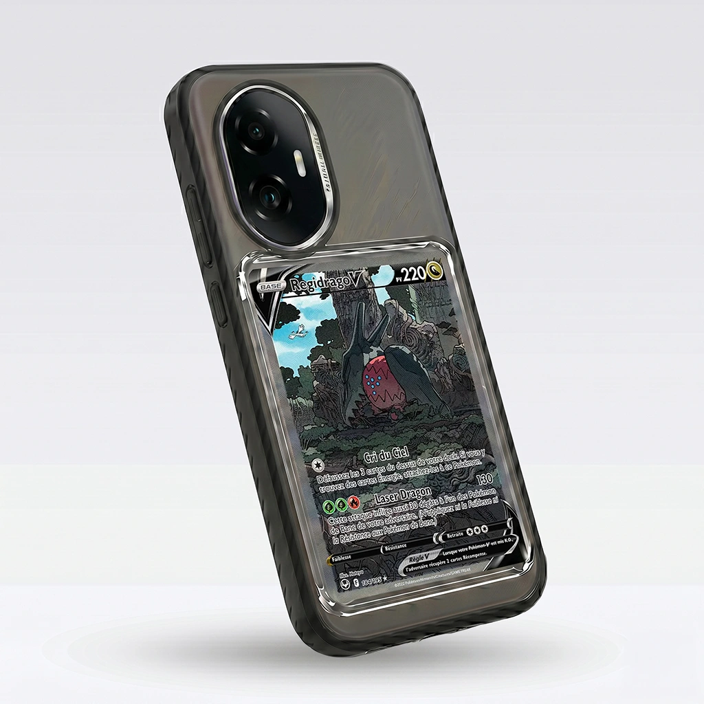 Coque Honor 300 Noire avec slot pour carte (Pokémon, One Piece, Magic & TCG).