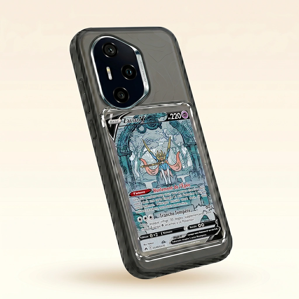 Coque Honor 300 Ultra noire avec slot pour carte (Pokémon, One Piece, Magic & TCG).