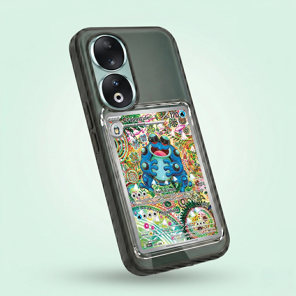 Coque Honor 90 noire avec slot pour carte (Pokémon, One Piece, Magic & TCG).