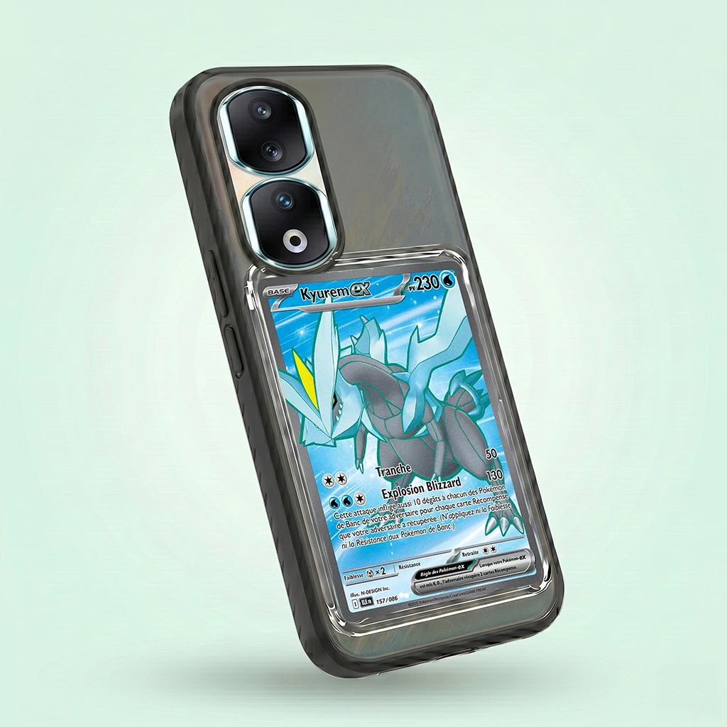 Coque Honor 90 Pro noire avec slot pour carte (Pokémon, One Piece, Magic & TCG).