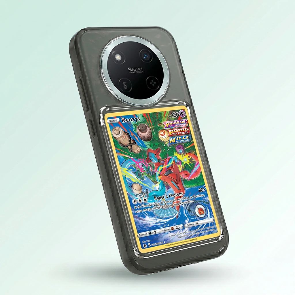 Coque Honor X60 Pro noire avec slot pour carte (Pokémon, One Piece, Magic & TCG).