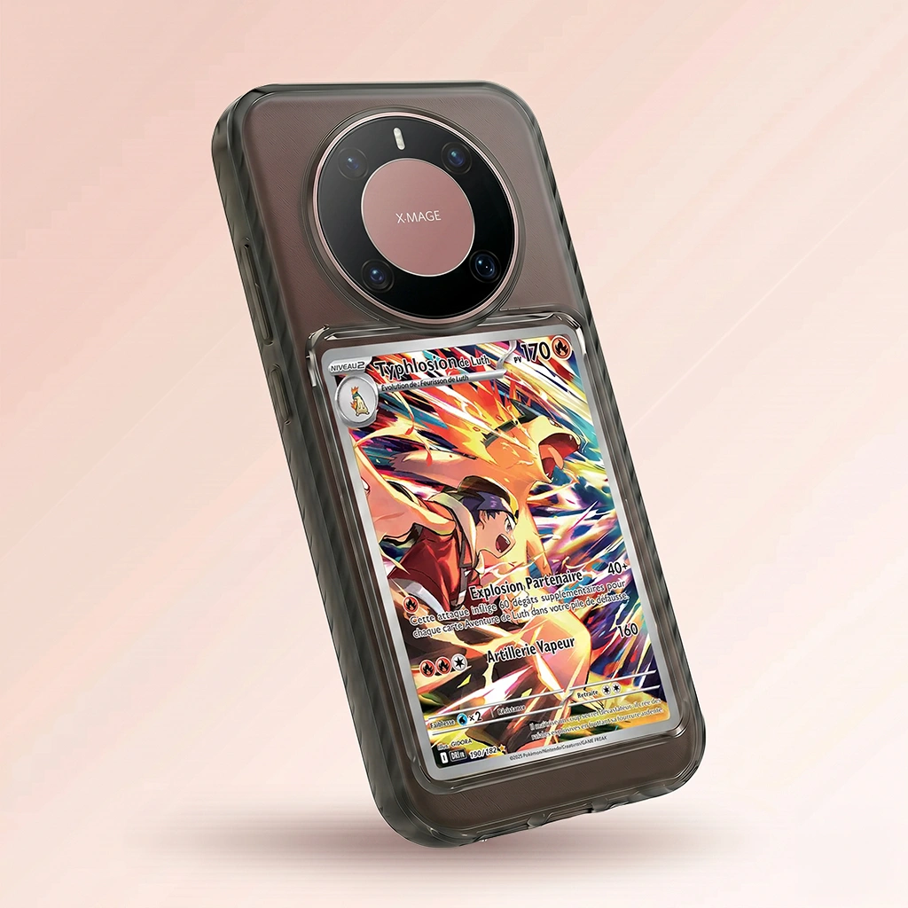 Coque Huawei Mate 60 Pro noire avec slot pour carte (Pokémon, One Piece, Magic & TCG).