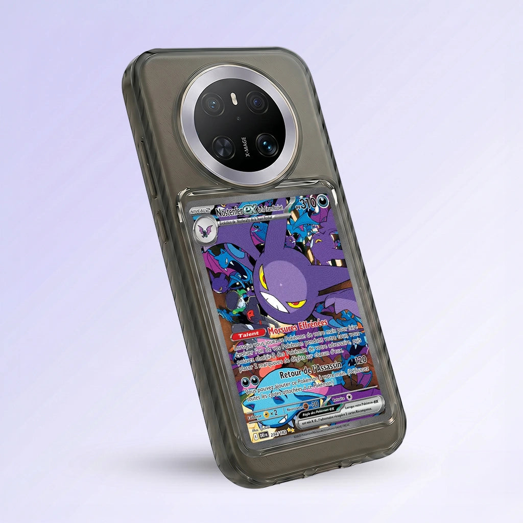 Coque Huawei Mate 70 Pro noire avec slot pour carte (Pokémon, One Piece, Magic & TCG).