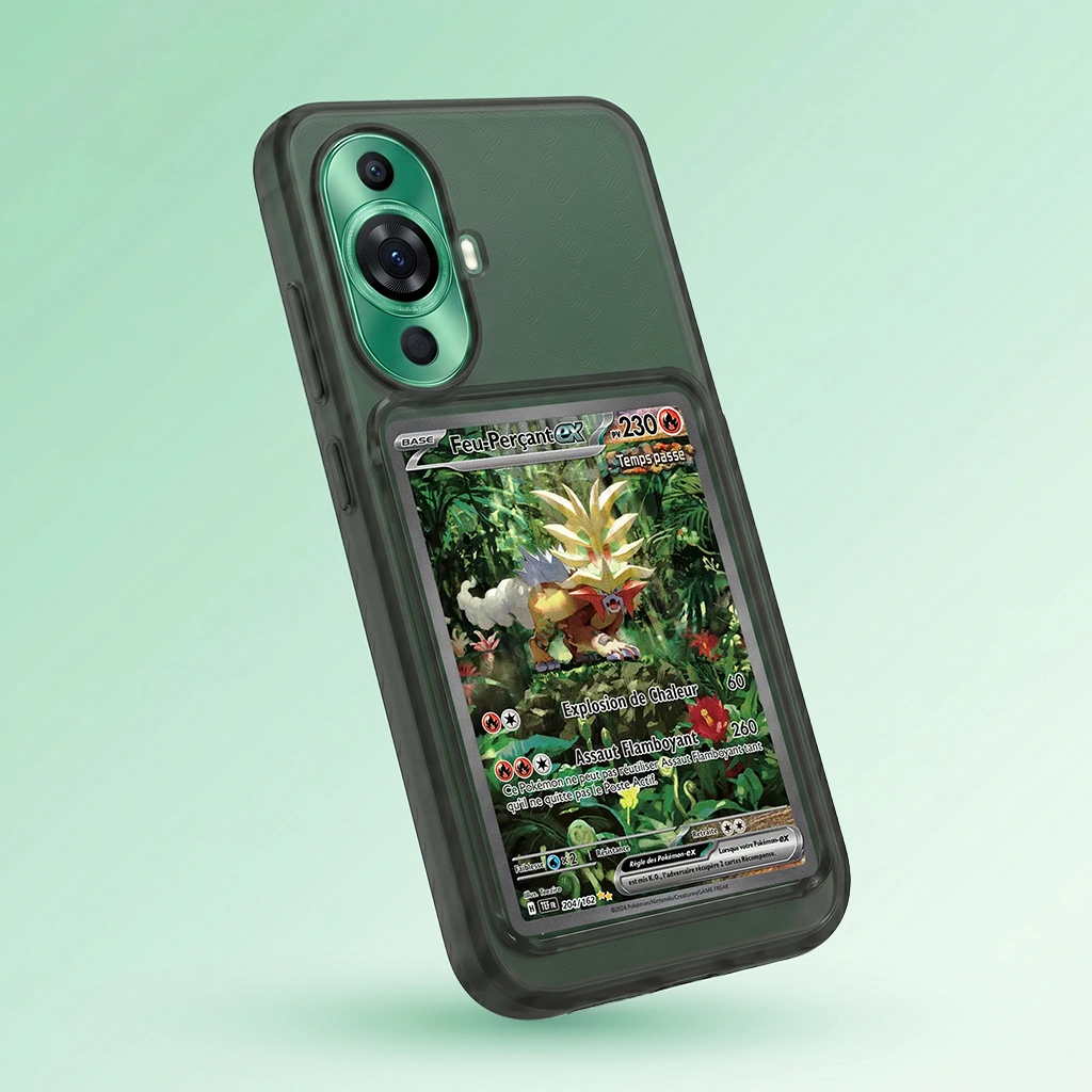 Coque Huawei Nova 11 noire avec slot pour carte (Pokémon, One Piece, Magic & TCG).