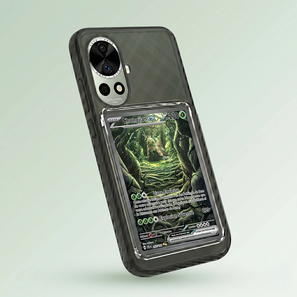 Coque Huawei Nova 13 noire avec slot pour carte (Pokémon, One Piece, Magic & TCG).