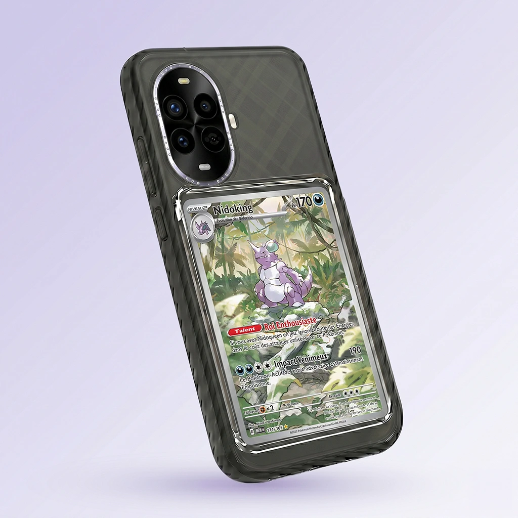 Coque Huawei Nova 13 Pro noire avec slot pour carte (Pokémon, One Piece, Magic & TCG).