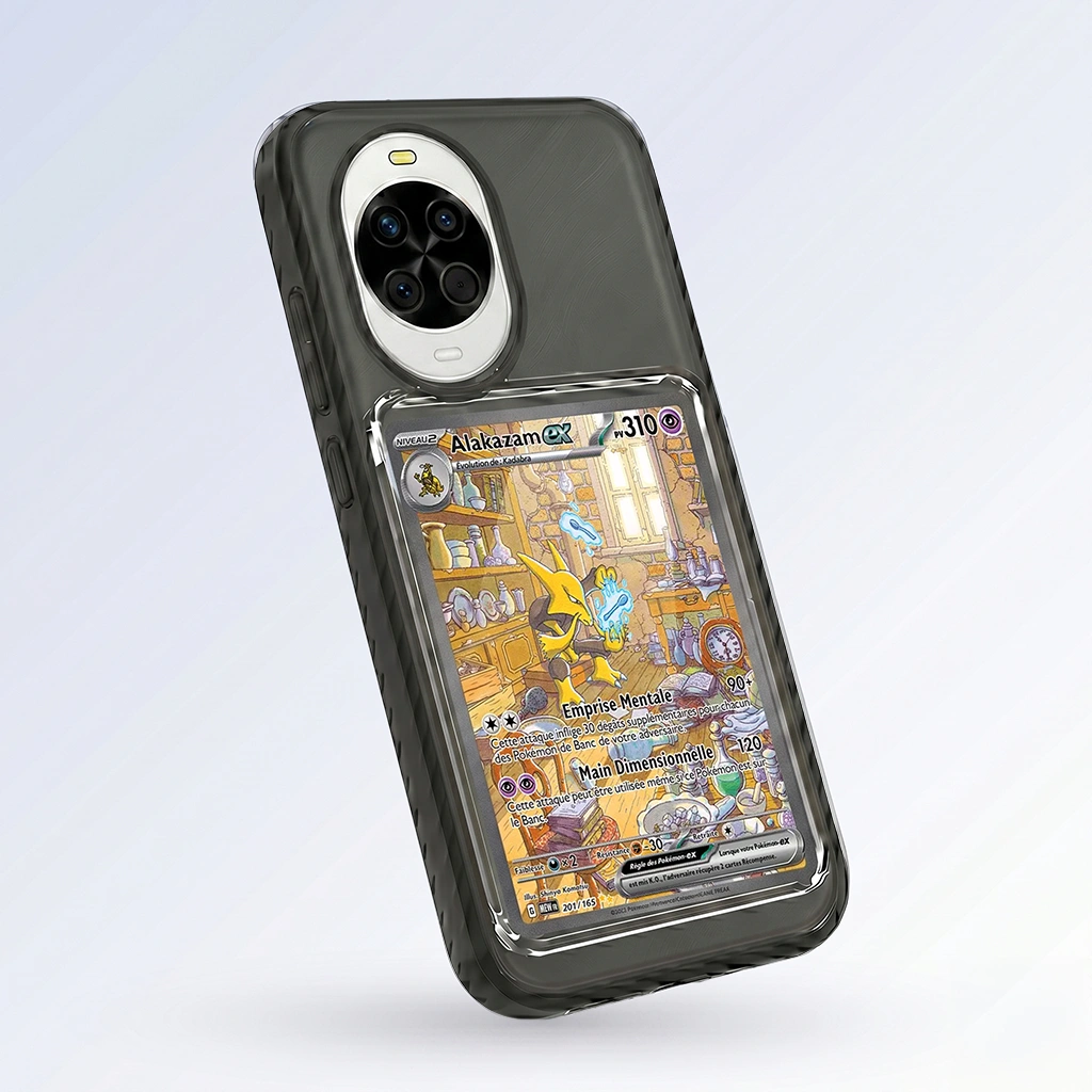 Coque Huawei Nova 14 noire avec slot pour carte (Pokémon, One Piece, Magic & TCG).