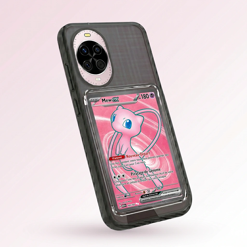 Coque Huawei nova 12 ULTRA noire avec slot pour carte (Pokémon, One Piece, Magic & TCG).