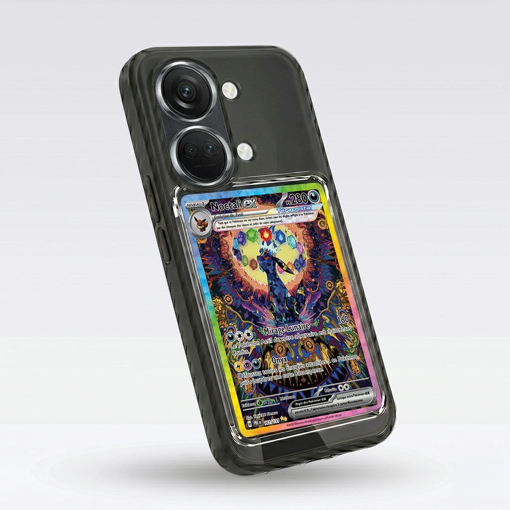 Coque One plus Ace 2 noire avec slot pour carte (Pokémon, One Piece, Magic & TCG).