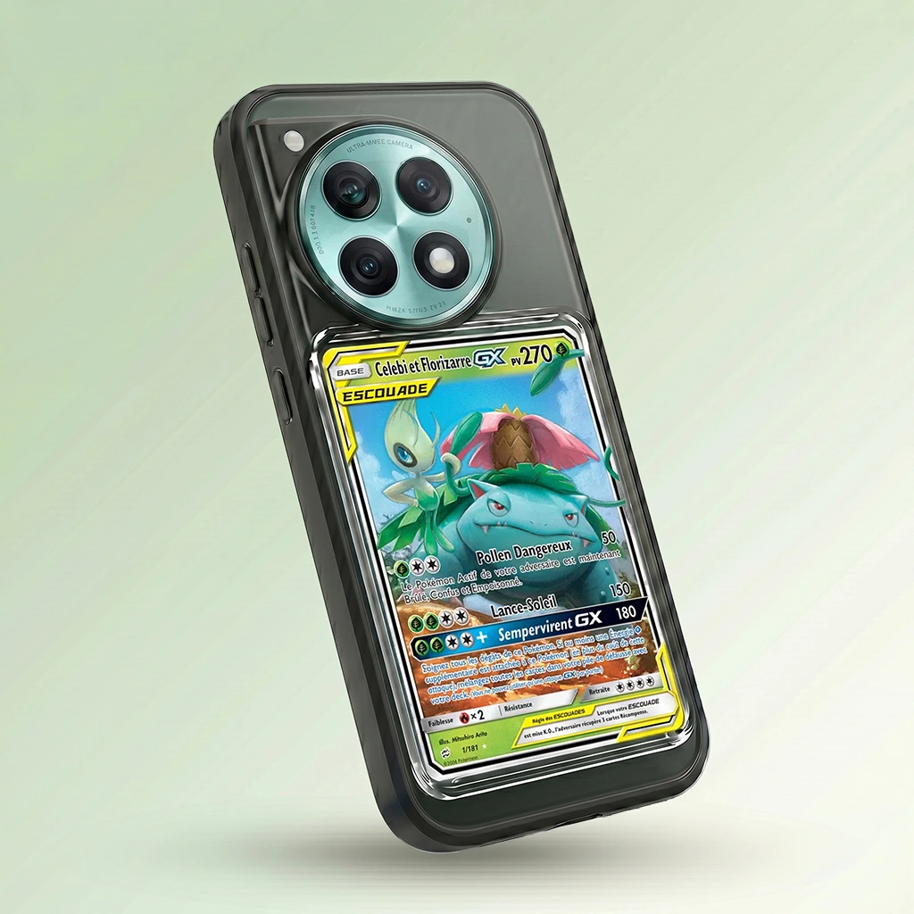 Coque OnePlus Ace 2 Pro noire avec slot carte (Pokémon, One Piece, Magic & TCG).