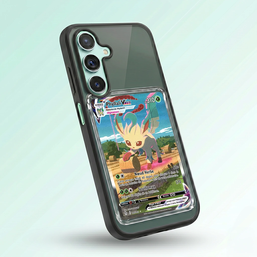 Coque Samsung A26 noire avec slot pour carte (Pokémon, One Piece, Magic & TCG).
