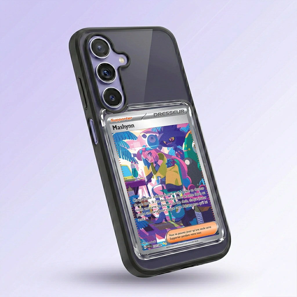 Coque Samsung A54 noire avec slot pour carte (Pokémon, One Piece, Magic & TCG).