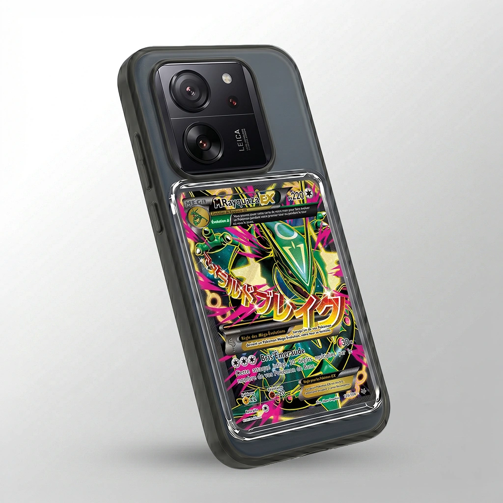 Coque Xiaomi 13T Pro noire avec slot pour carte (Pokémon, One Piece, Magic & TCG).