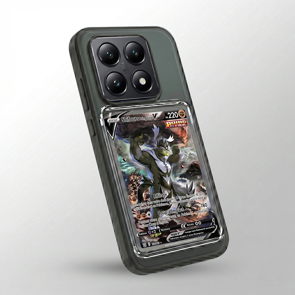 Coque Xiaomi 14T Pro noire avec slot pour carte (Pokémon, One Piece, Magic & TCG).