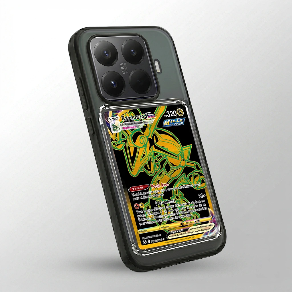 Coque Xiaomi 15T PRO noire avec slot pour carte (Pokémon, One Piece, Magic & TCG).