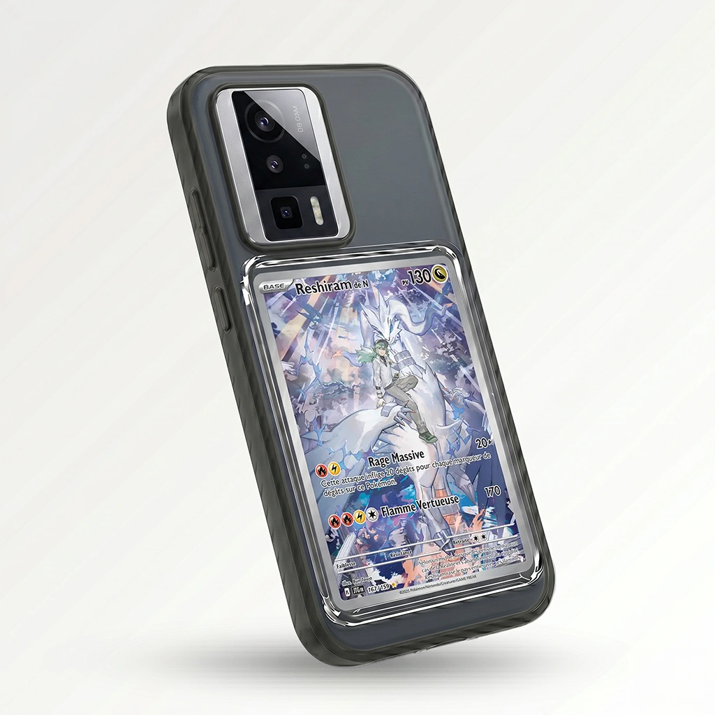 Coque Xiaomi Poco F5 Pro noire avec slot pour carte (Pokémon, One Piece, Magic & TCG).