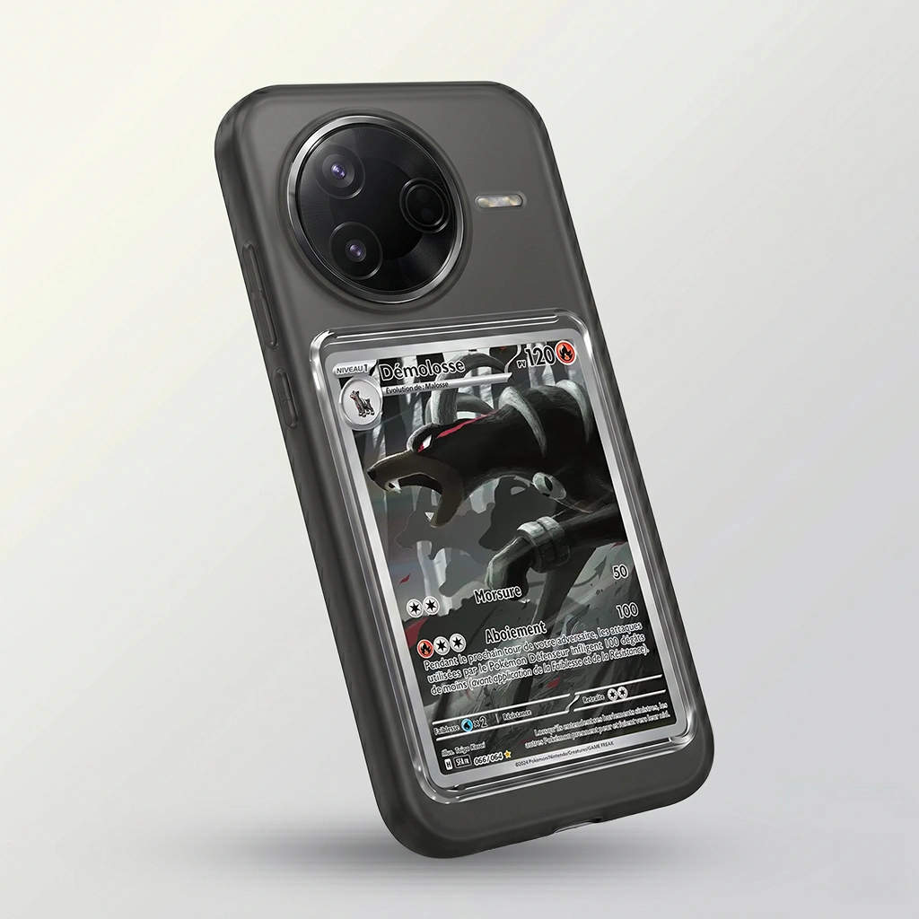 Coque Xiaomi Poco F7 Pro noire avec slot pour carte (Pokémon, One Piece, Magic & TCG).