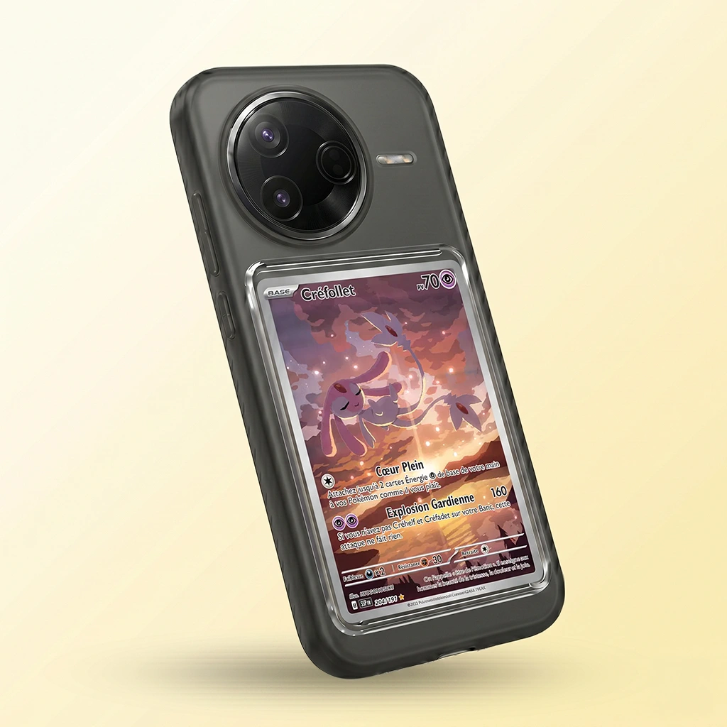 Coque Xiaomi Poco F7 Ultra noire avec slot pour carte (Pokémon, One Piece, Magic & TCG).