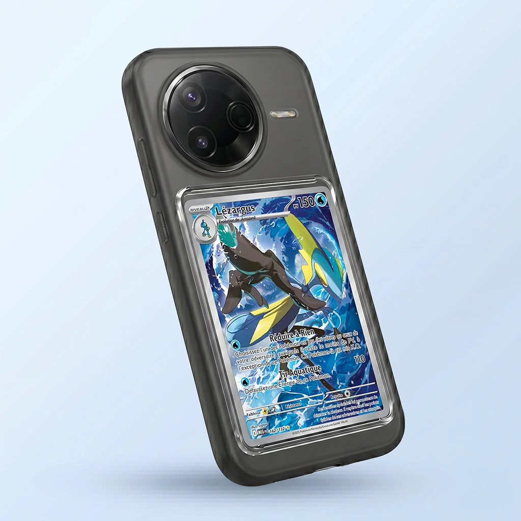 Coque Xiaomi Poco K80 noire avec slot pour carte (Pokémon, One Piece, Magic & TCG).