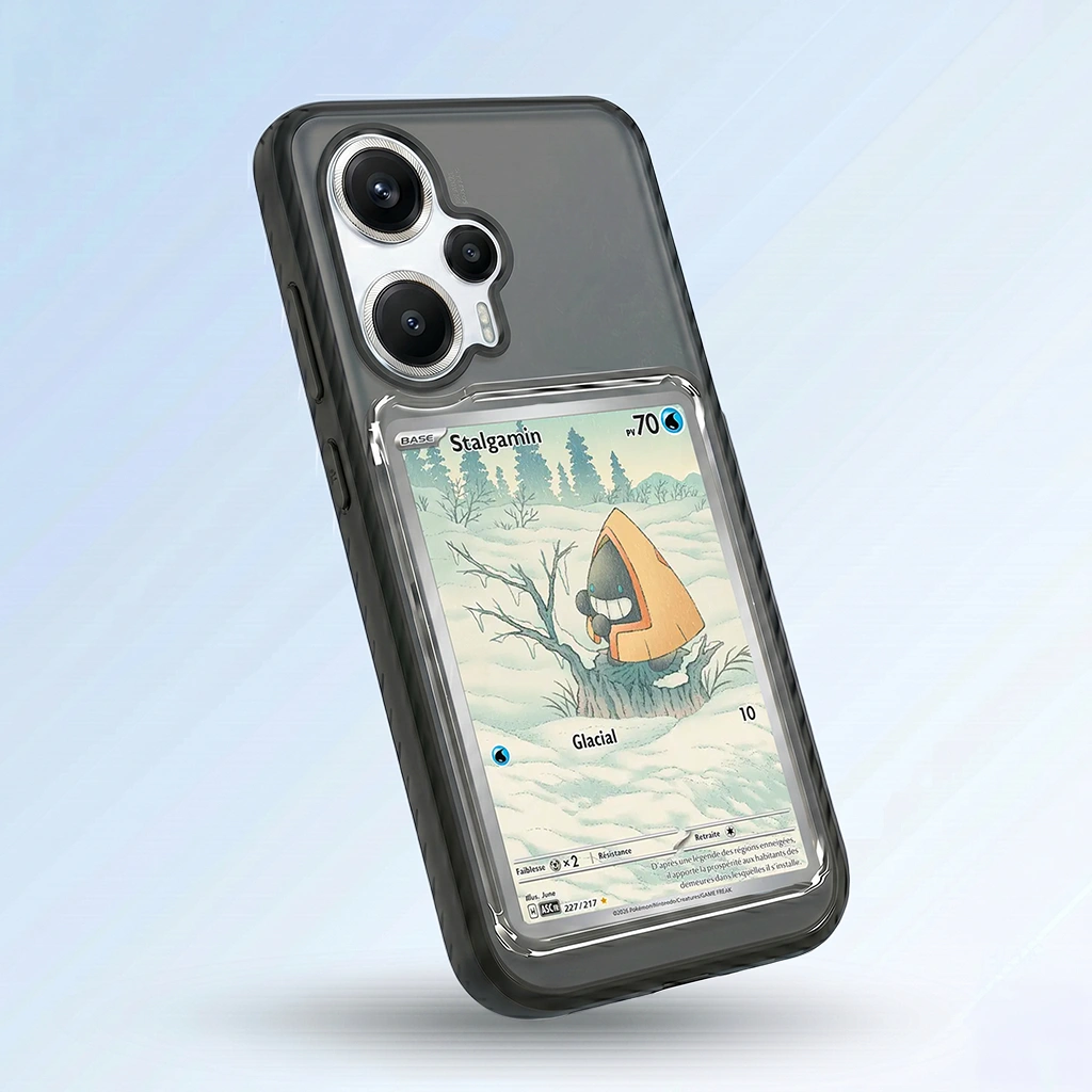 Coque Xiaomi Redmi Note 12 noire avec slot pour carte (Pokémon, One Piece, Magic & TCG).