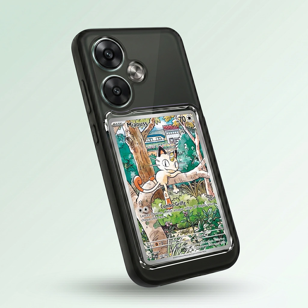 Coque Xiaomi Turbo 3 noire avec slot pour carte (Pokémon, One Piece, Magic & TCG).