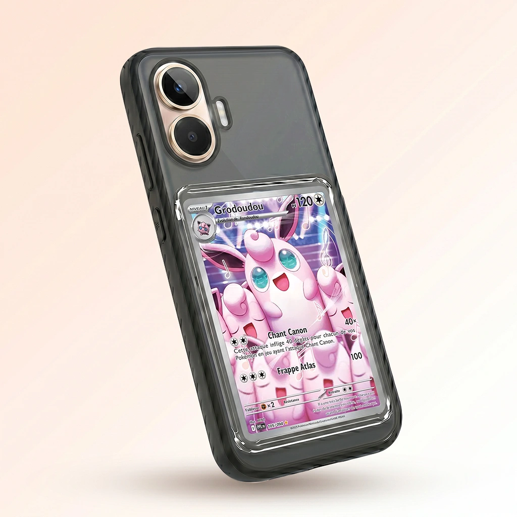 Coque Xiaomi Turbo 4 Pro noire avec slot pour carte (Pokémon, One Piece, Magic & TCG).