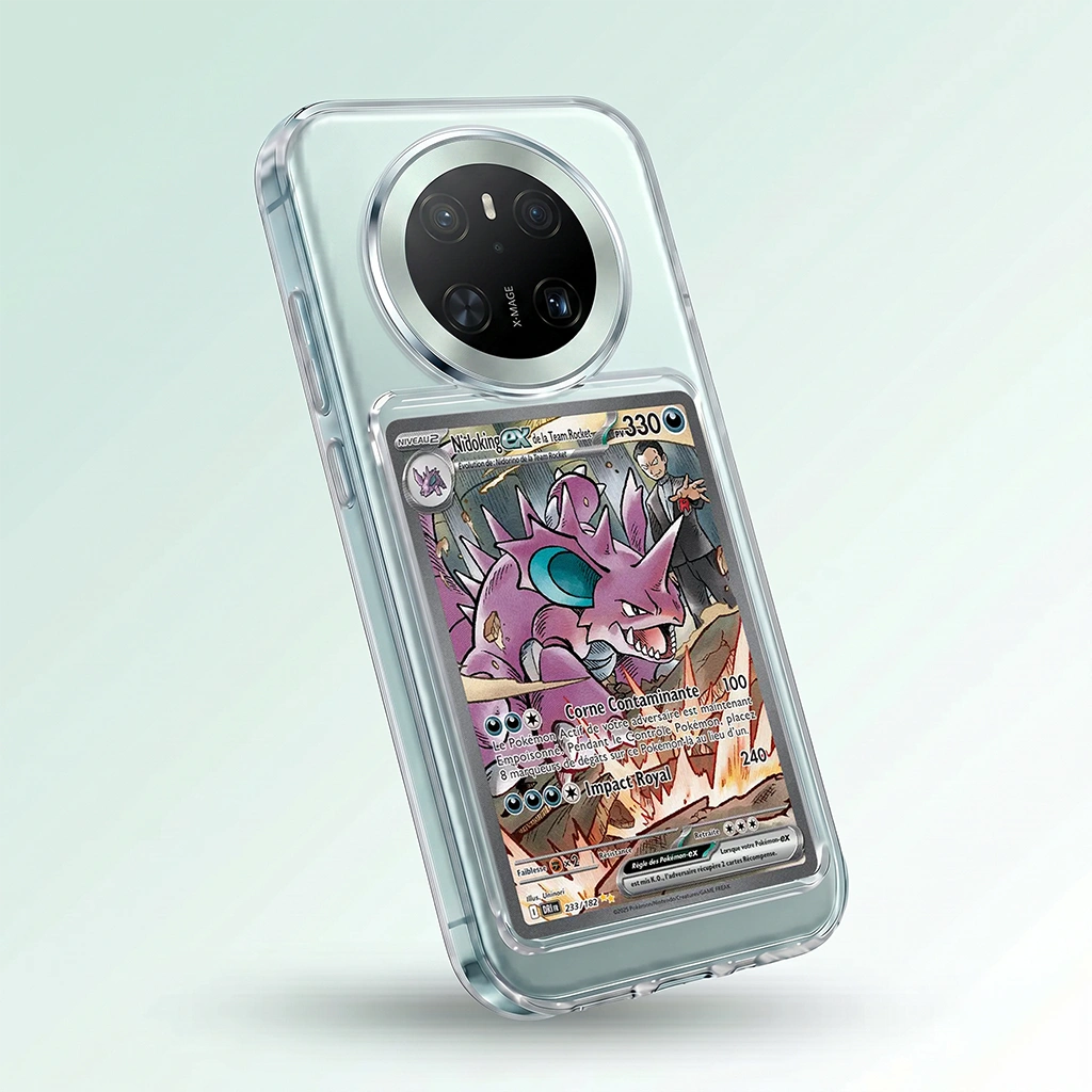 Coque Mate 70 transparente + slot carte (Pokémon, One Piece, Magic & TCG).