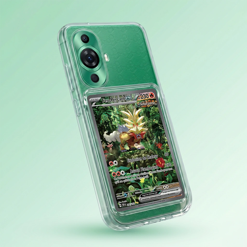 Coque Nova 11 Pro transparente + slot carte (Pokémon, One Piece, Magic & TCG).