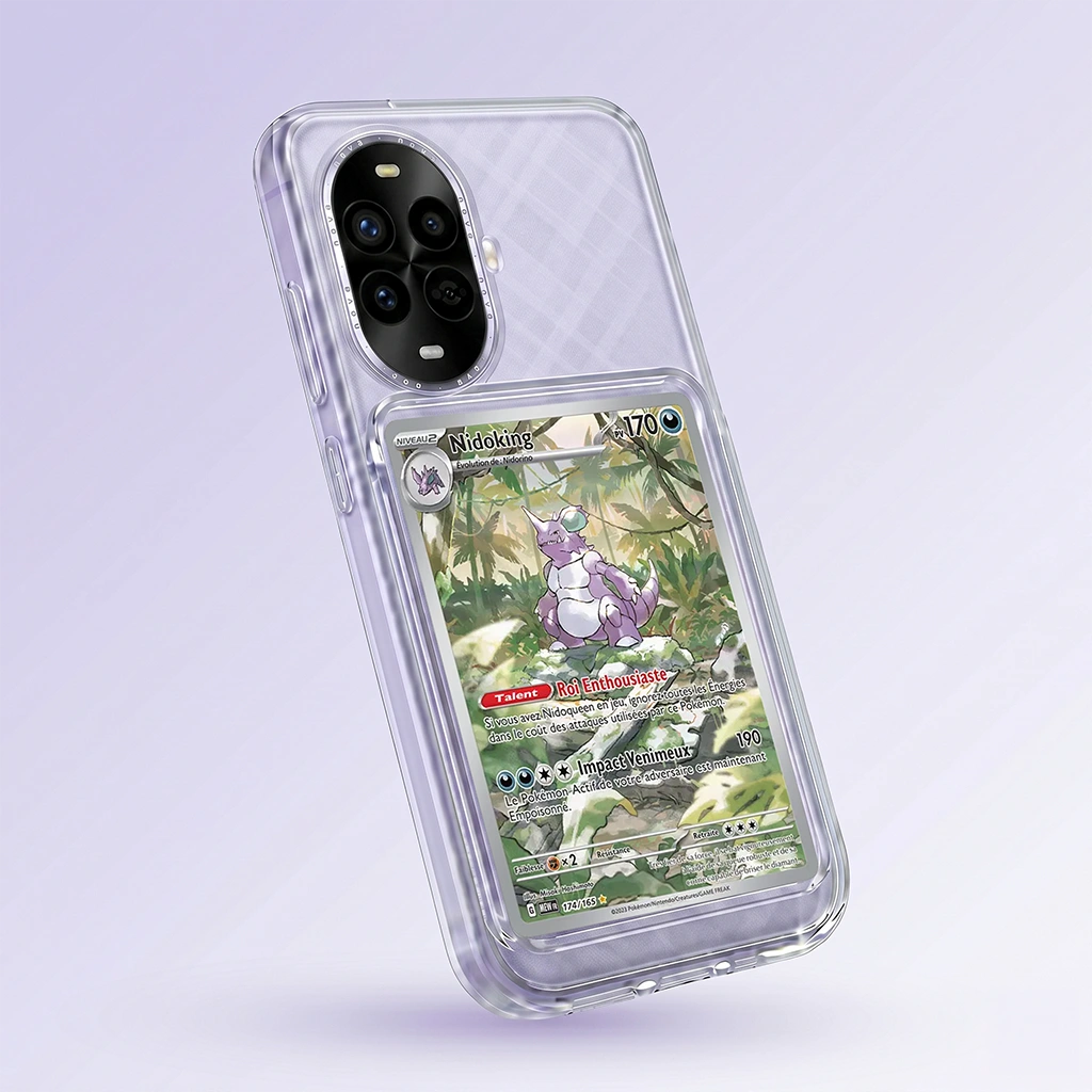 Coque Nova 13 Pro transparente + slot carte (Pokémon, One Piece, Magic & TCG).