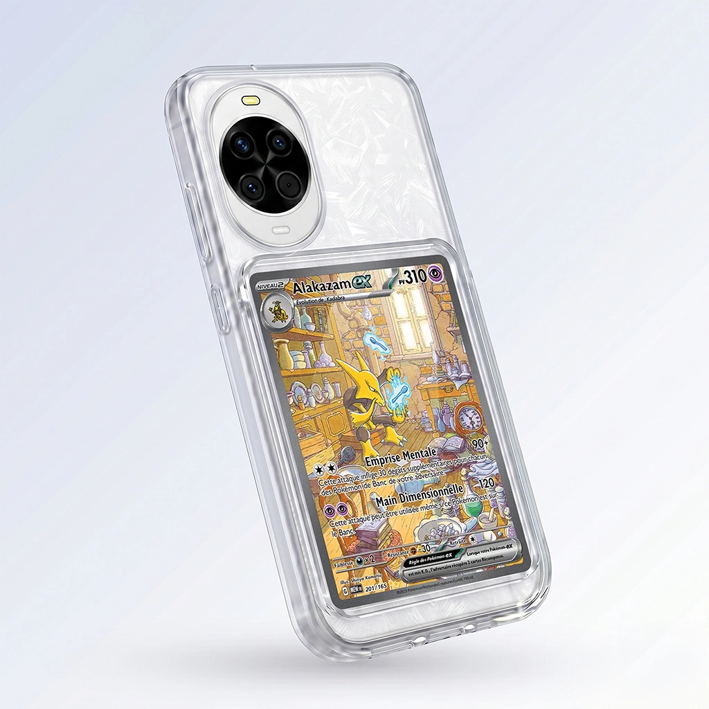 Coque Nova 14 Pro transparente + slot carte (Pokémon, One Piece, Magic & TCG).