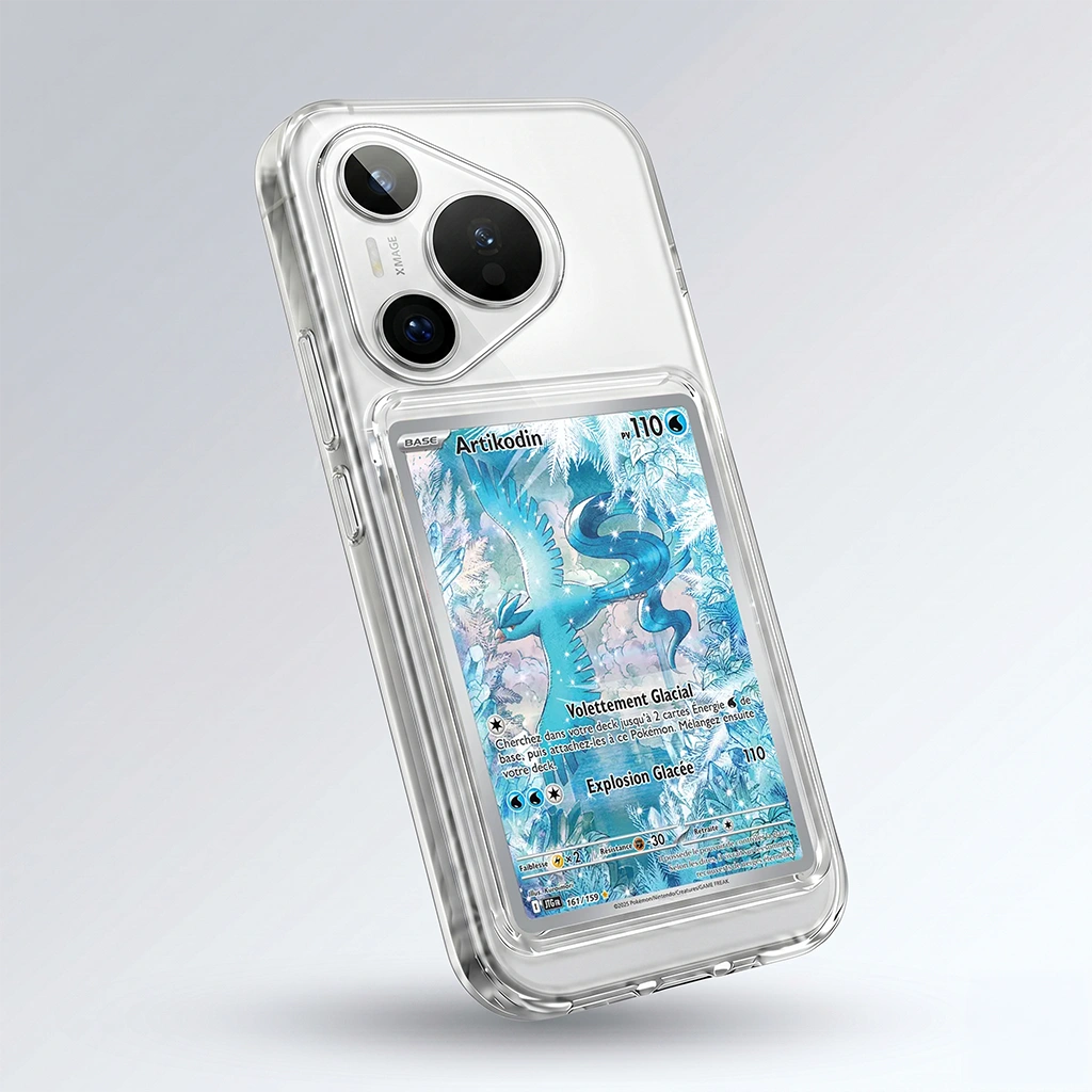 Coque Pura 70 transparente + slot carte (Pokémon, One Piece, Magic & TCG).