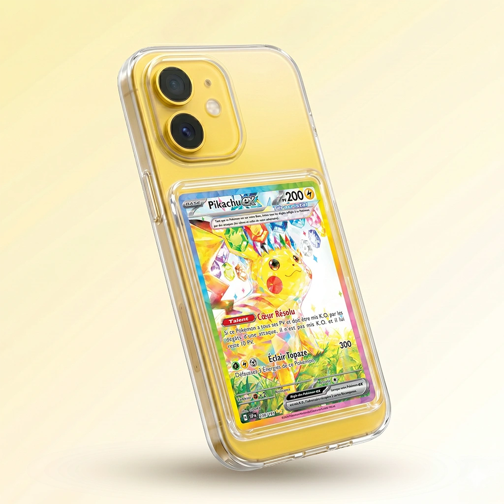 Coque iPhone 11 transparente + slot carte (Pokémon, One Piece, Magic & TCG).