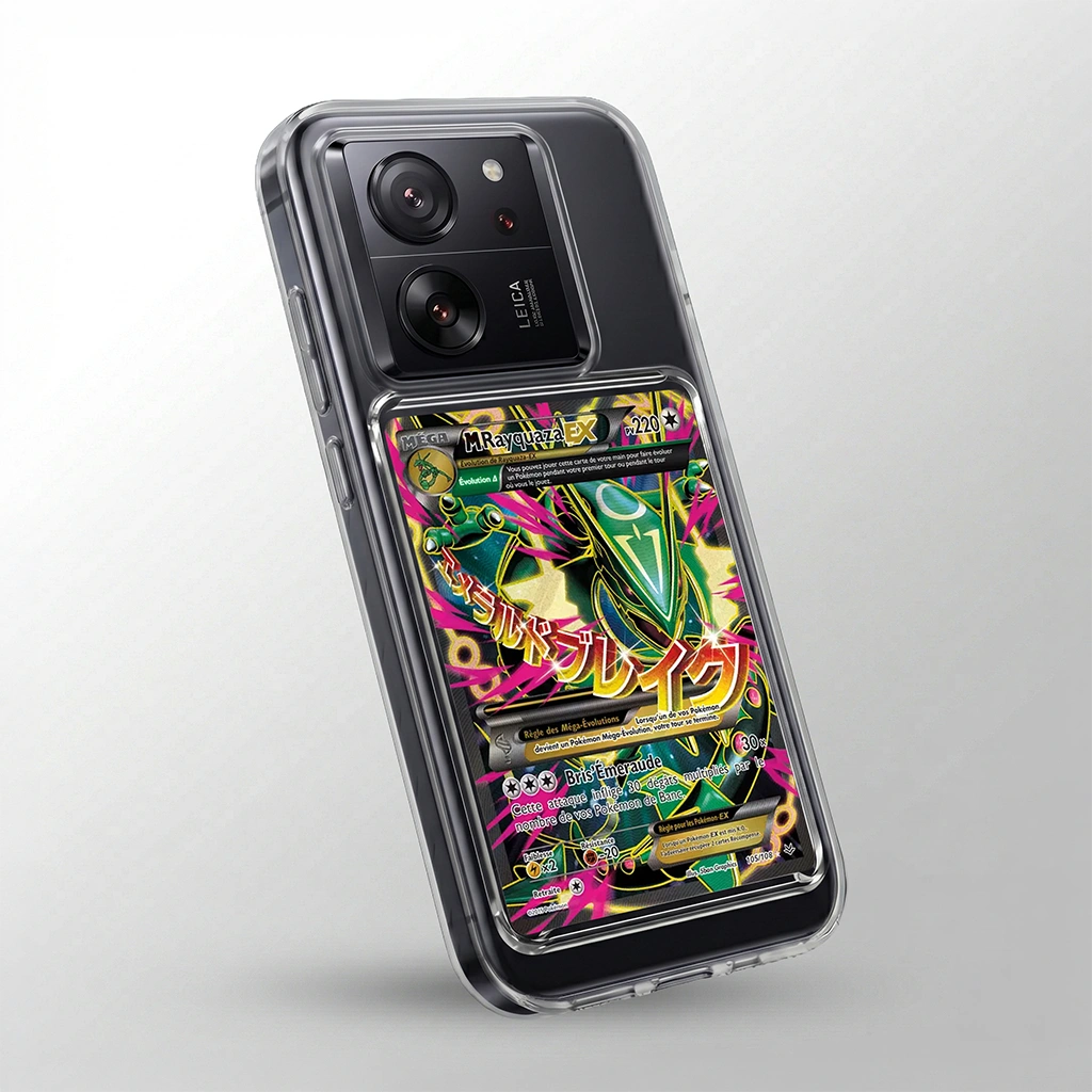 Coque Xiaomi 13T Pro transparente avec slot pour carte (Pokémon, One Piece, Magic & TCG).