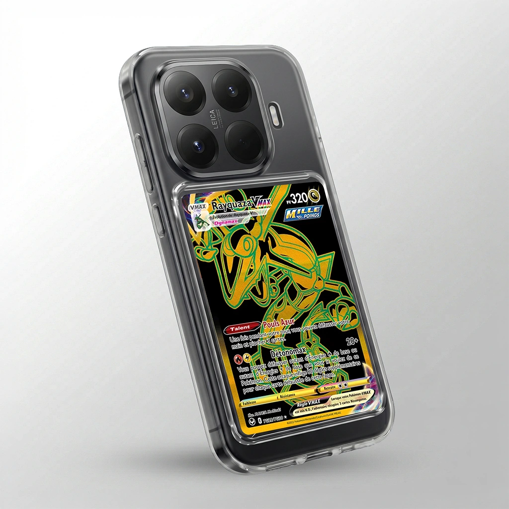 Coque Xiaomi 15T Pro transparente avec slot pour carte (Pokémon, One Piece, Magic & TCG).