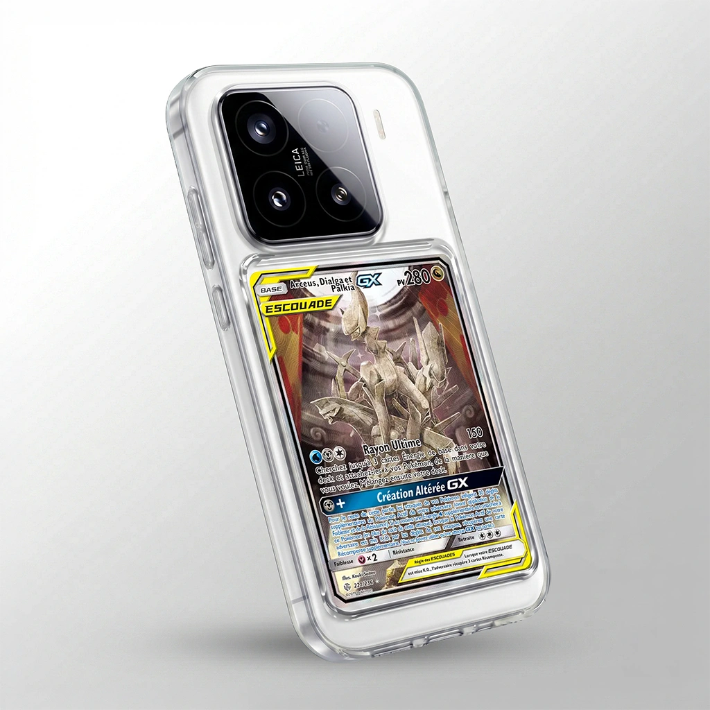 Coque Xiaomi 15 Pro transparente avec slot pour carte (Pokémon, One Piece, Magic & TCG).