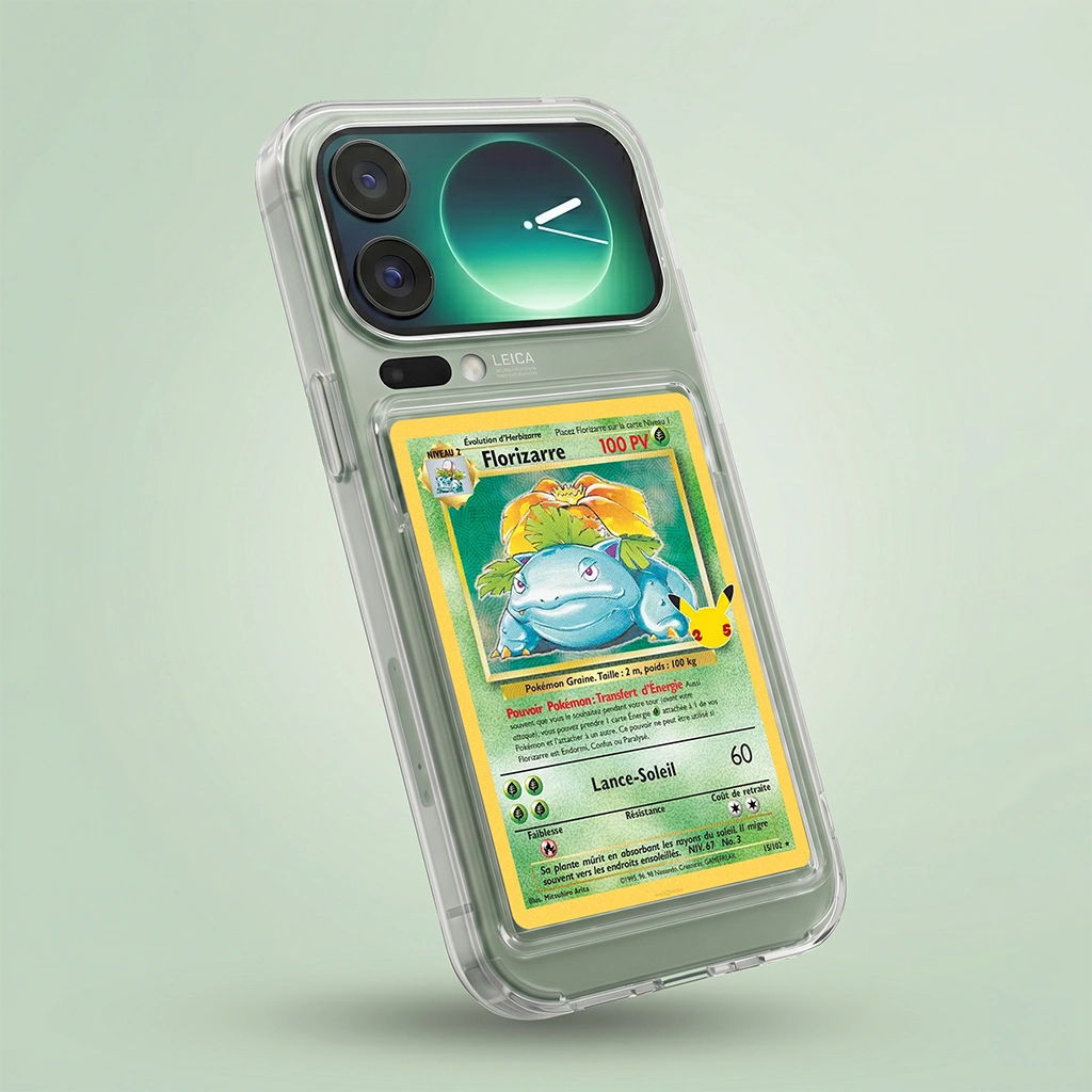 Coque Xiaomi 17 Pro Max transparente avec slot pour carte (Pokémon, One Piece, Magic & TCG).