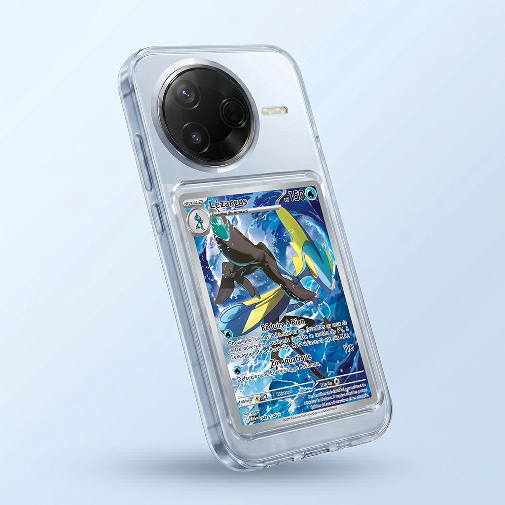 Coque Poco K80 Pro transparente + slot carte (Pokémon, One Piece, Magic & TCG).