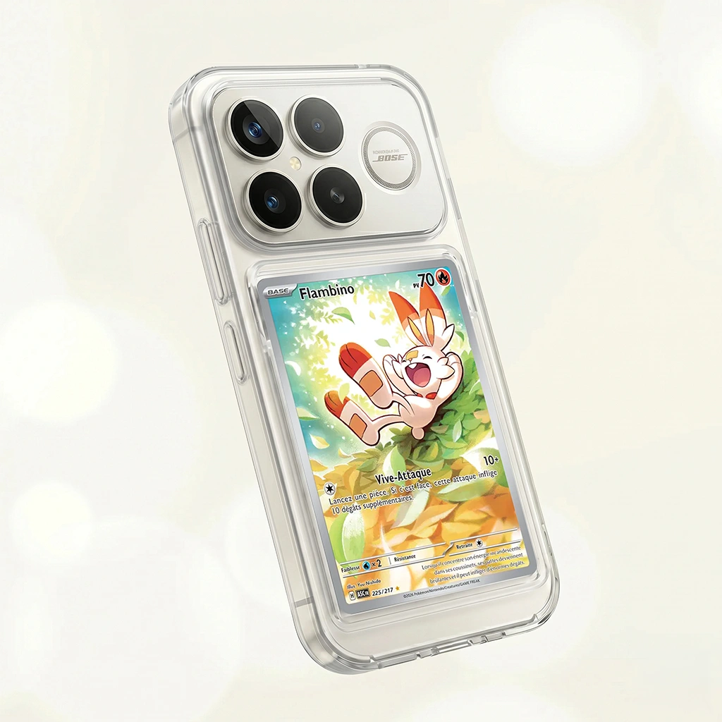 Coque Poco K90 Pro transparente + slot carte (Pokémon, One Piece, Magic & TCG).