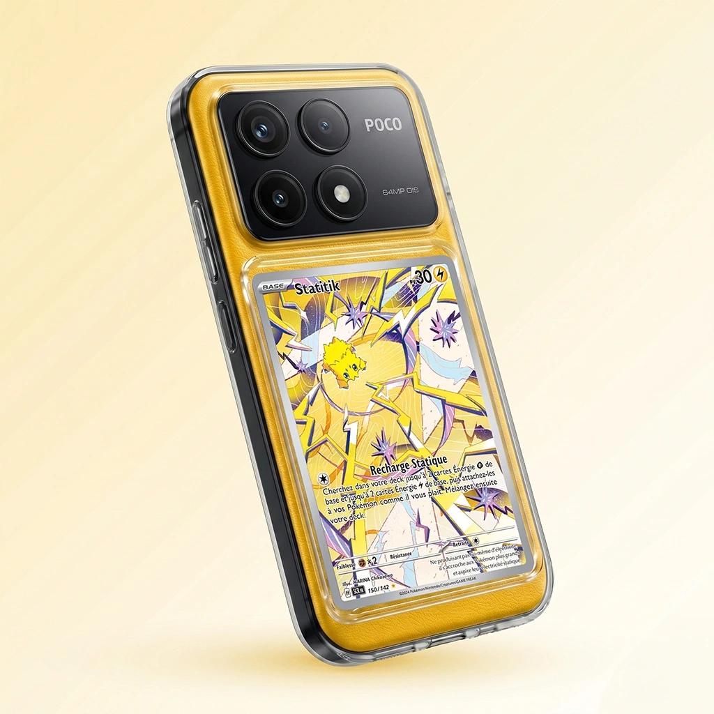 Coque Poco X6 transparente + slot carte (Pokémon, One Piece, Magic & TCG).