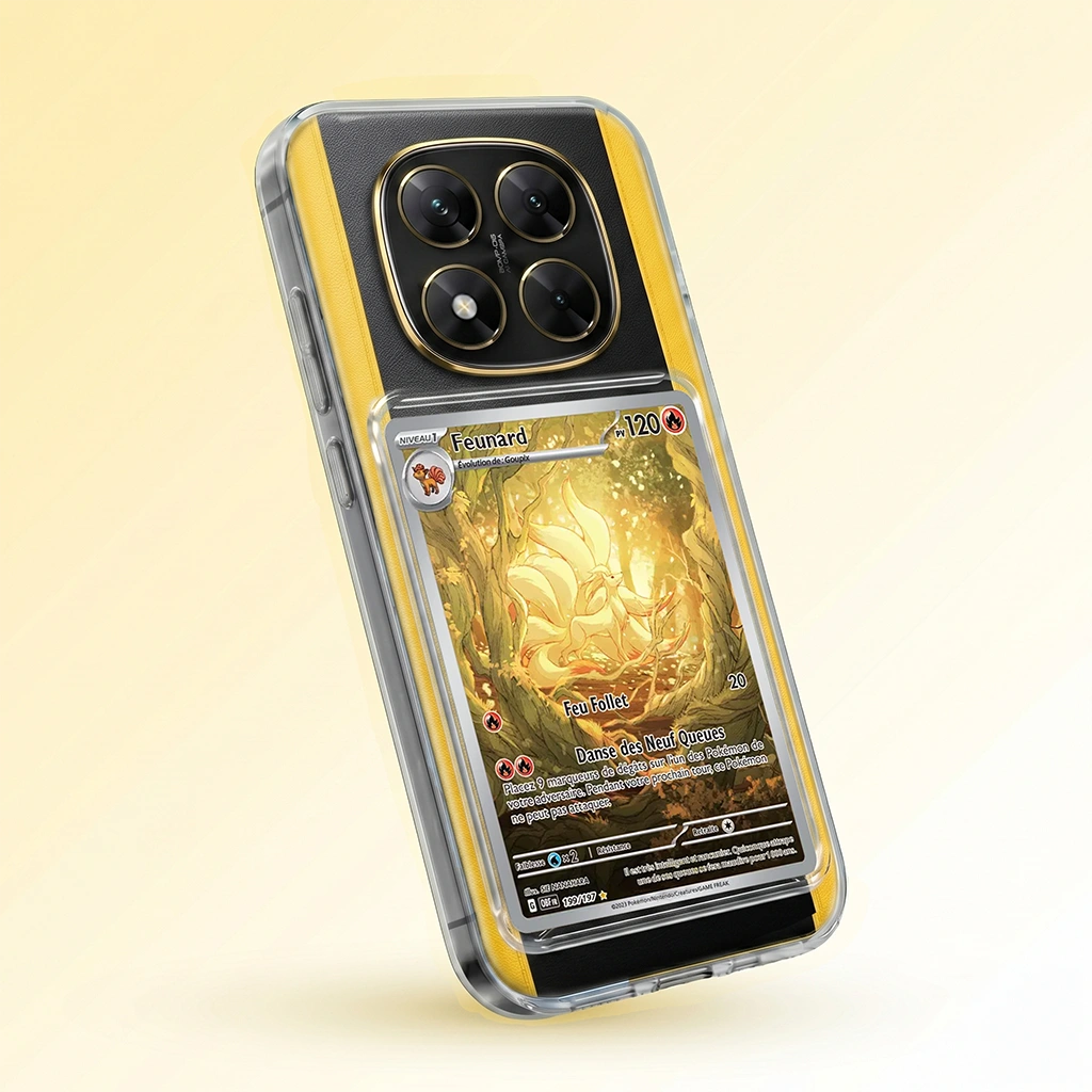 Coque Poco X7 transparente + slot carte (Pokémon, One Piece, Magic & TCG).