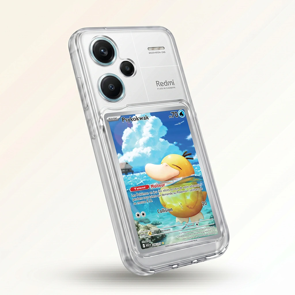 Coque Redmi Note 13 Pro + transparente + slot carte (Pokémon, One Piece, Magic & TCG).