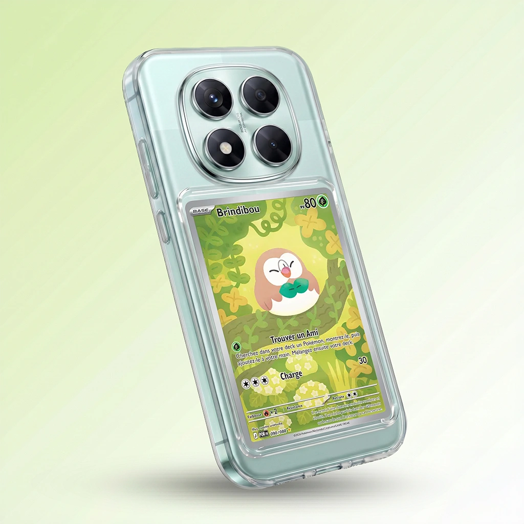 Coque Redmi Note 14 Pro+ transparente + slot carte (Pokémon, One Piece, Magic & TCG).