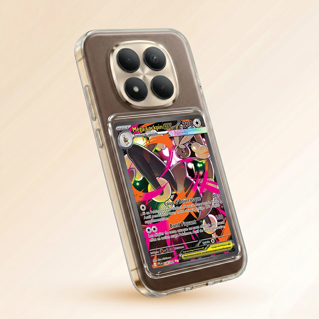 Coque Redmi Note 15 Pro Plus transparente + slot carte (Pokémon, One Piece, Magic & TCG).