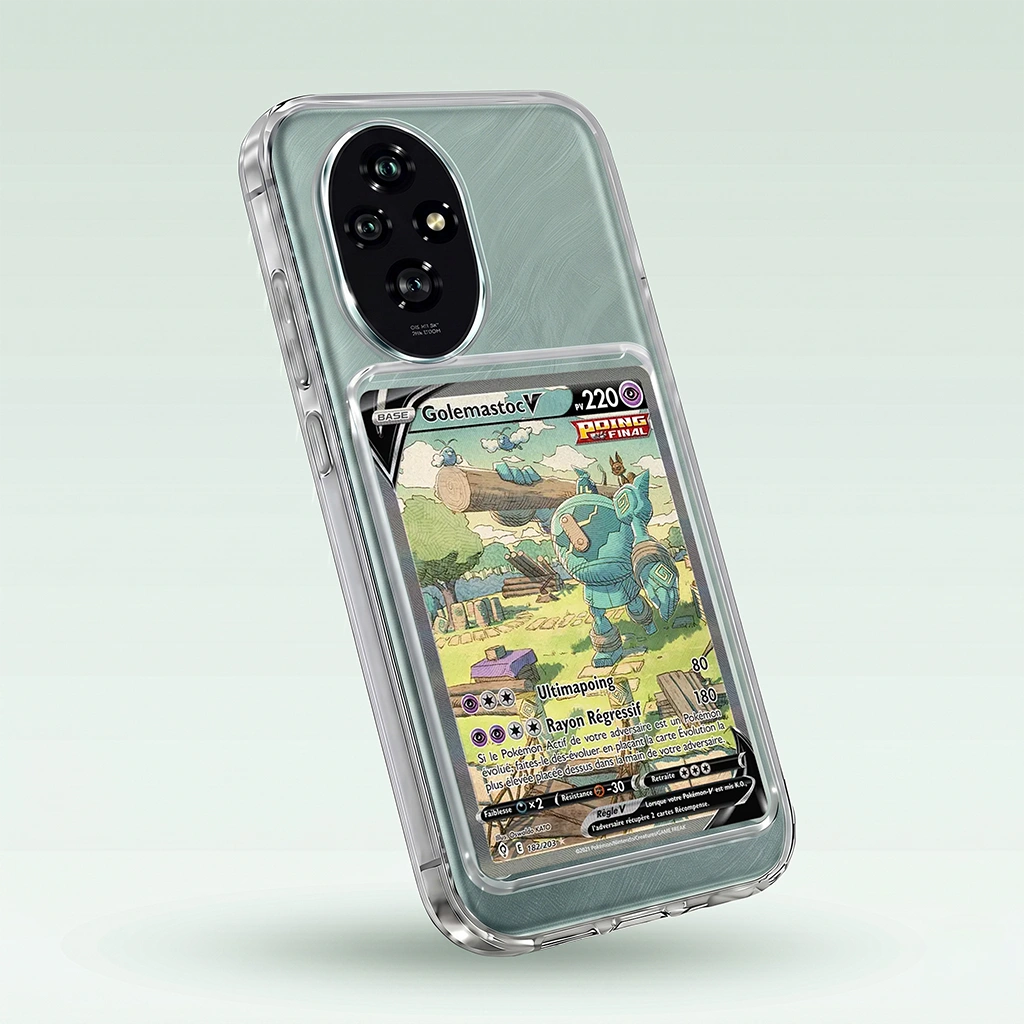 Coque Honor 200 transparente avec slot pour carte (Pokémon, One Piece, Magic & TCG).