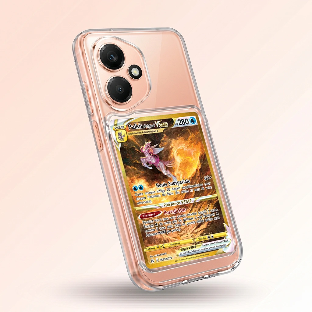 Coque Honor 400 transparente avec slot pour carte (Pokémon, One Piece, Magic & TCG).