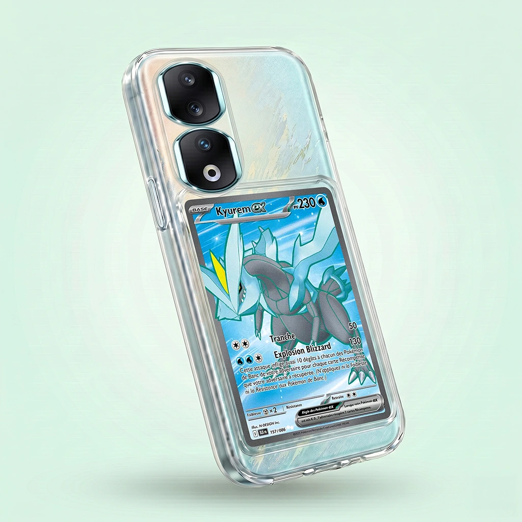 Coque Honor 90 Pro transparente avec slot pour carte (Pokémon, One Piece, Magic & TCG).