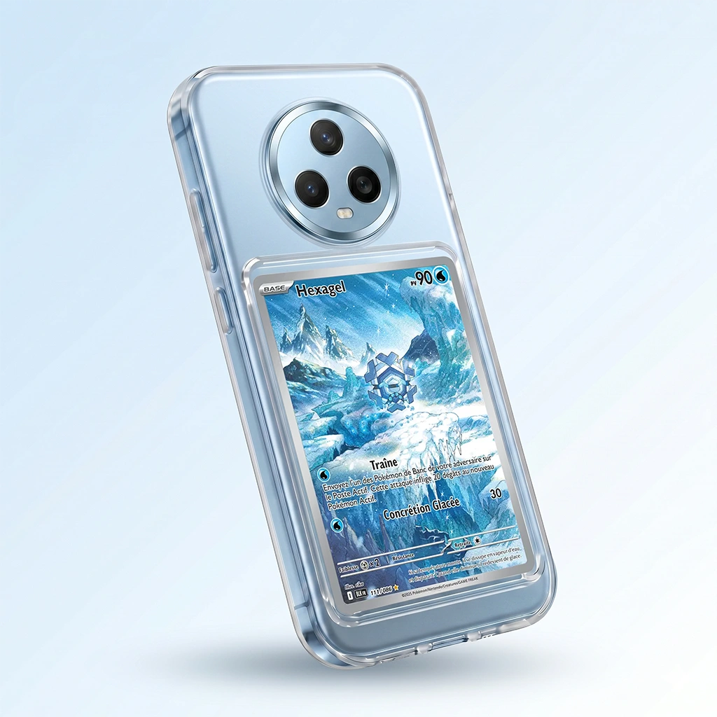 Coque Honor Magic 5 transparente avec slot pour carte (Pokémon, One Piece, Magic & TCG).