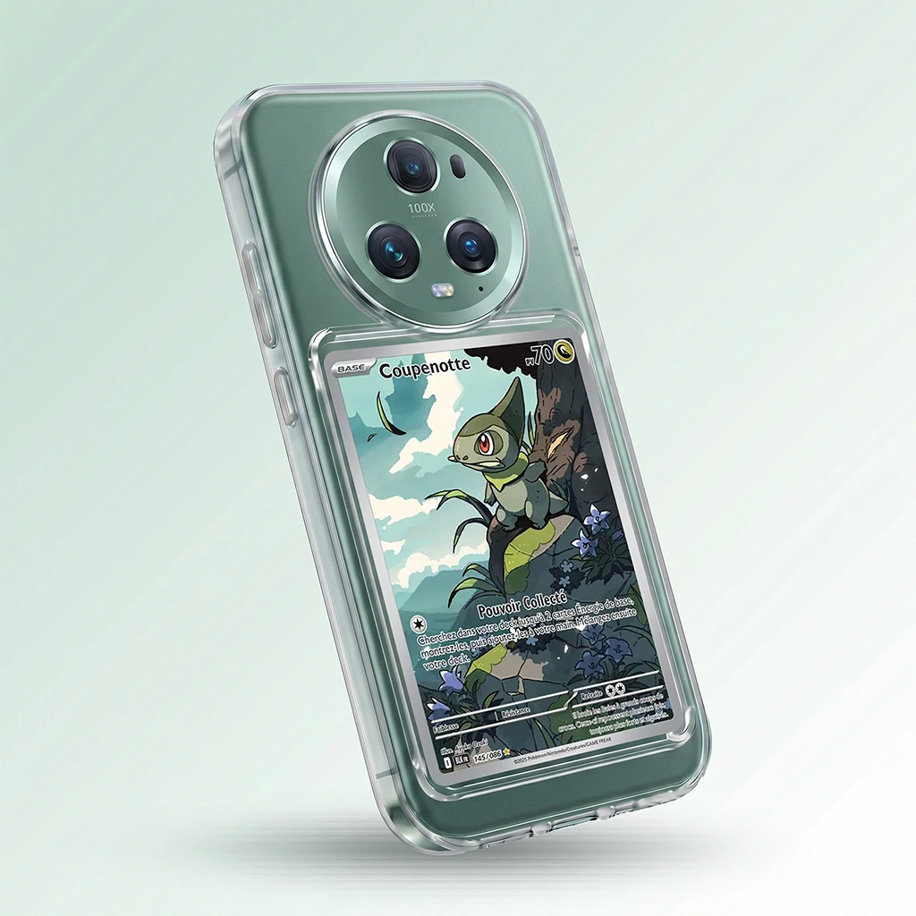 Coque Honor Magic 5 Pro transparente avec slot pour carte (Pokémon, One Piece, Magic & TCG).